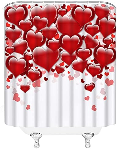 Exquisite Heart-shaped Red Shower Curtain for Valentines Day