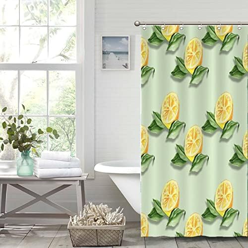 Abstract Lemon Fruit Shower Curtain Liner Set with Hooks