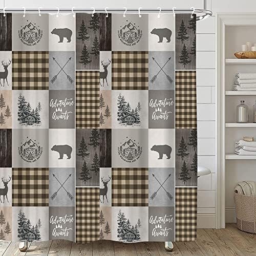 Warm Cabin Bear Rustic Shower Curtain Bear Moose Adventure Home Bathroom Curts