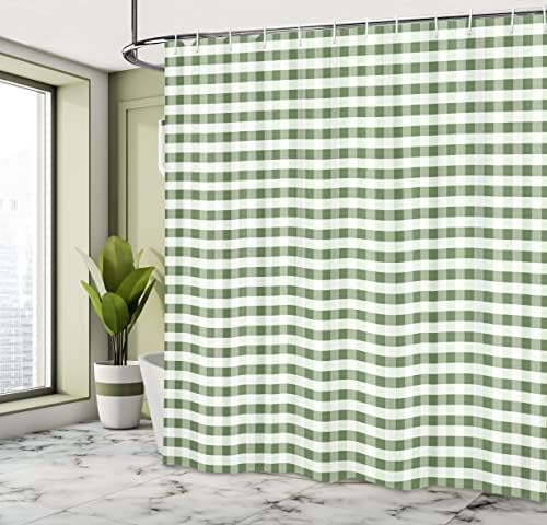 Ambesonne Checkered Shower curtain with Peacock Green Design