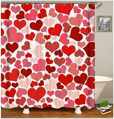 Premium 70 W x 70 H Shower Curtain with Heart Pattern