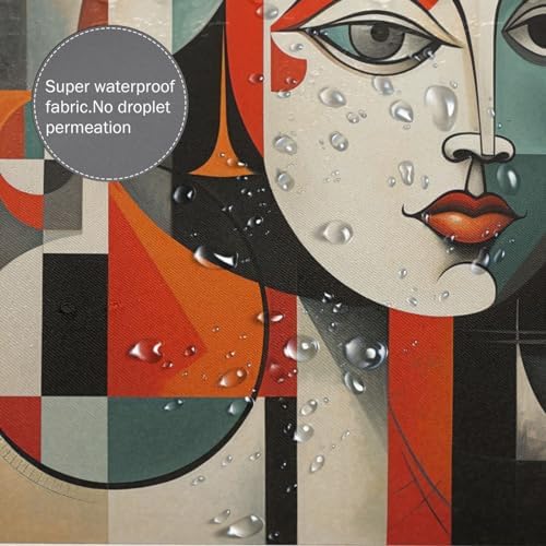 Abstract Boho Shower Curtain Luxury Oil Painting RedBlackBlue