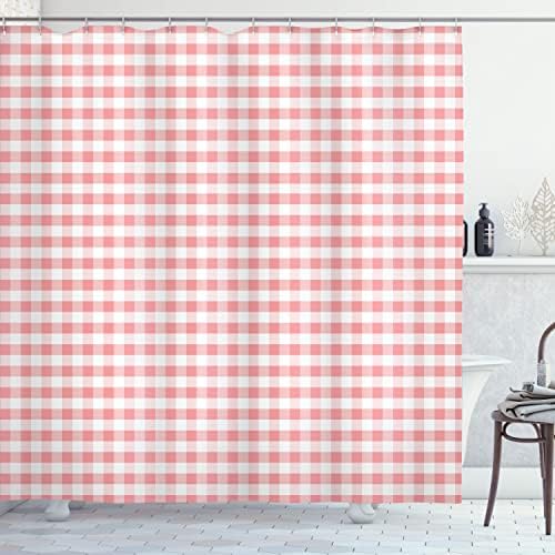 Ambesonne Checkered Shower Curtain Pastel Pink 69x70