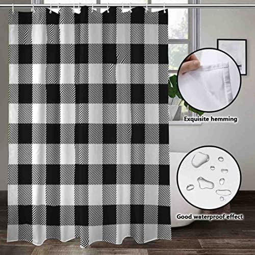 VISALUNA 72x72in Waterproof Shower Curtain Set with 12 Hooks