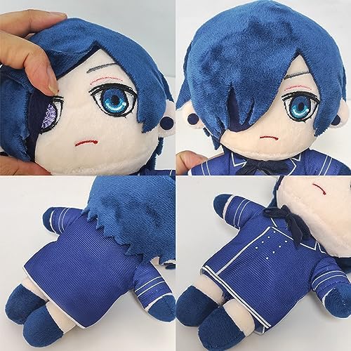Cute Boy with Blue Hair and Black Eye Patch Stuffed Plush Toy Pillow