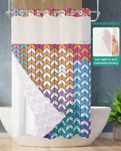 Stylish No-Hook Shower Curtains Set for Home Use 54x78