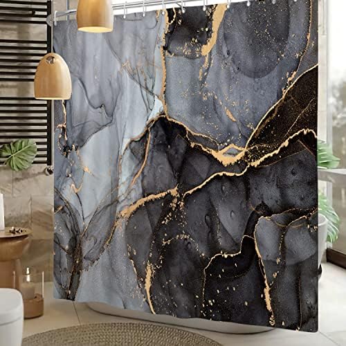 Luxury Gray Gold Marble Shower Curtain