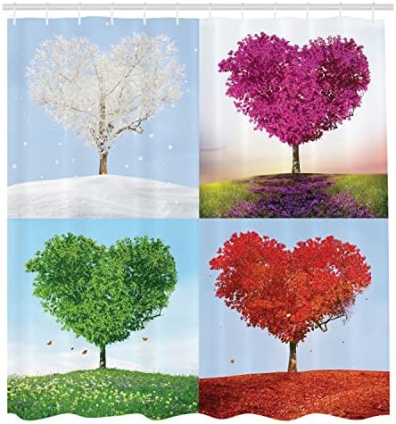 Ambesonne 4 Seasons Heart-Shaped Bathroom Shower Curtain