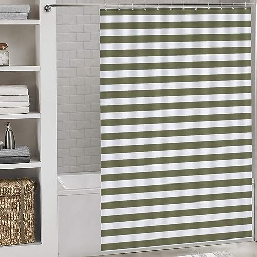 Modern Olive Green Washable Shower Curtain Set