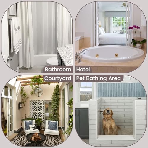 No Hook Slub Textured Shower Curtain Set - Black Outer Waterproof Inner 71x86 in