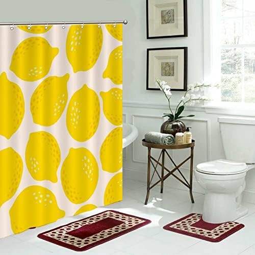 Funny Fruit Bath curtain set 59x71 - Lemon fruit design