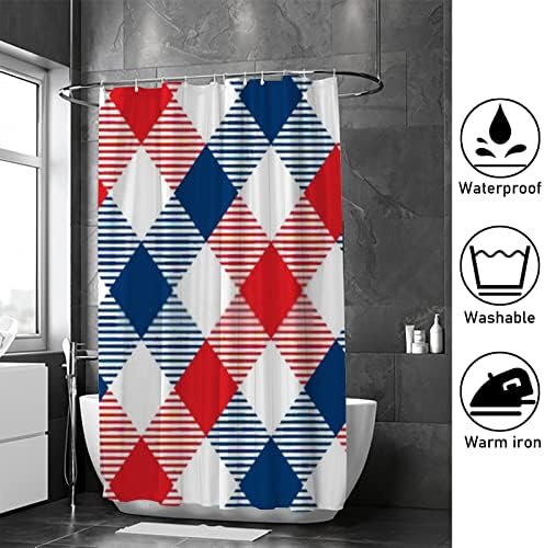 Hapuxt Gingham Red Blue Shower Curtains Durable Machine Washable