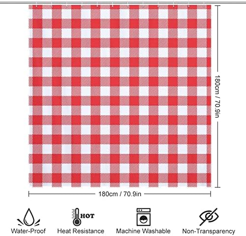 Buffalo Plaid Design Print Shower Curtain 12 Hooks Included