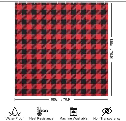 Buffalo Plaid Design Print 12 Hooks Included Washable