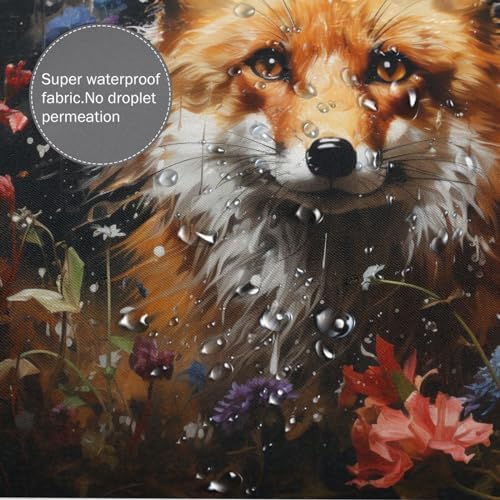 DAOWANGZUO Brown Fox Shower Curtain Set