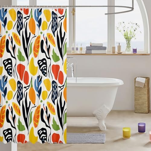 Jejeloiu Kids Tropical Fruit Shower Curtain Set 72x72