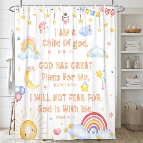 Kids Christian Inspirational Quotes 72-inch Shower Curtain Set