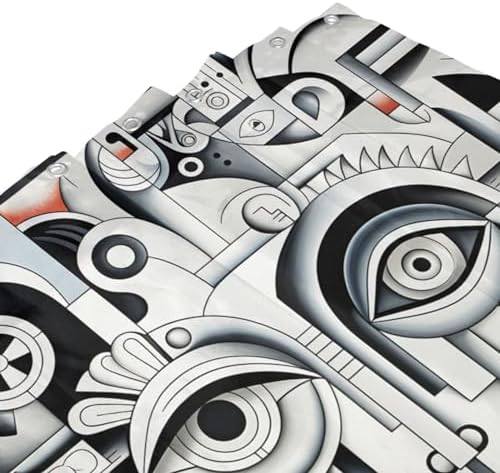 Abstract Face Boho Shower Curtain Set72x72 in