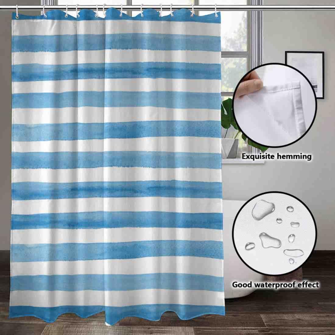 Clarifying Blue-White Stripes Marine Theme - 72x72 inch waterproof shower curtain set