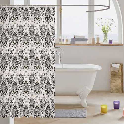 Feelyou Damask Pattern Kids Bath Shower Curtain Set 72x72 with Baroque Design
