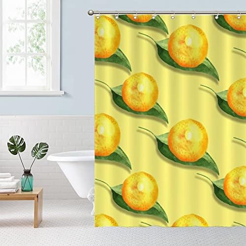 Fruit Pattern 65x71 Lemon shower curtain liner waterproof polyester with hook closure