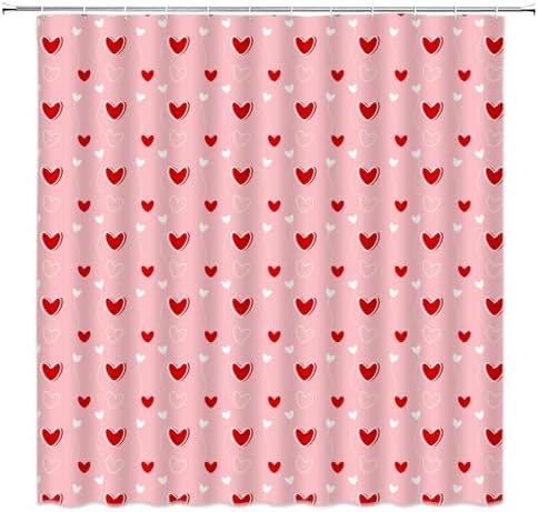 Cute Heart Valentines shower curtain set 70x70 inches 180x180cm