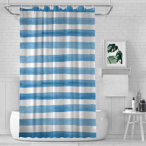 Clarifying Blue-White Stripes Marine Theme - 72x72 inch waterproof shower curtain set
