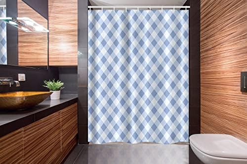 Ambesonne Geometric Stall Shower Curtain Set with Hooks 54x78 Slate Blue Pale Blue