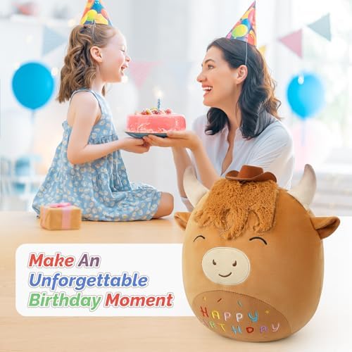 Cuckool 14 Highland Cow Stuffed Animal Plush Pillow Perfect Birthday Gift
