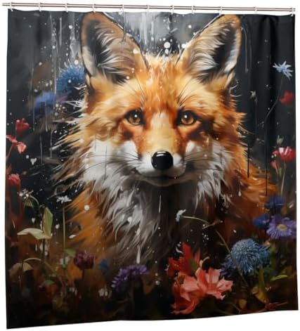 DAOWANGZUO Brown Fox Shower Curtain Set