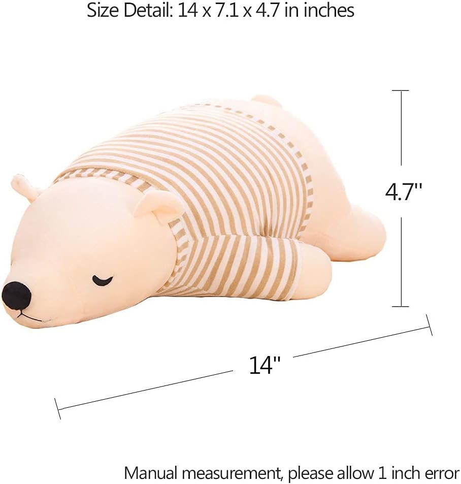 White 14-inch Stuffed Polar Bear Sleepy Plush Toy for Kids Adults