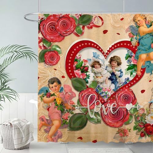 72x72 inches Vintage Heart Shower Curtain