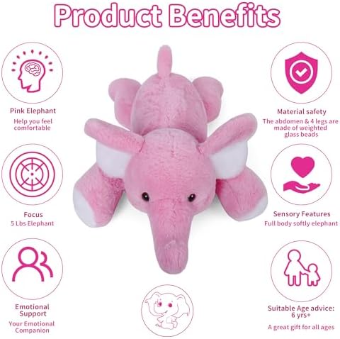 Perfectly Weighted Plush Elephant 27-inch 5 lbs