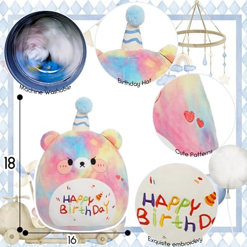 ARELUX 18in Cute Color Bear Plush Pillow