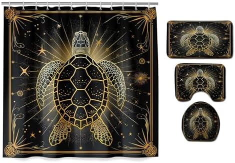 JPSBJWJ Sea Turtle Shower Curtain Set with 4 Pieces