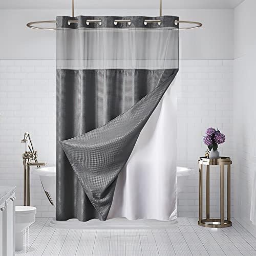 Furlinic No-Hook Heavy-Duty Shower Curtain Set