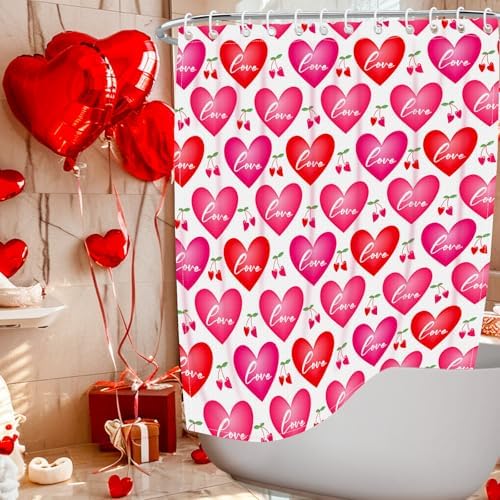 Nidoul Valentines Day Shower Curtain Set 72x72 Inch