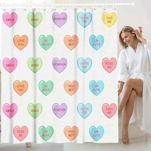 Valentines Day Love Conversation Heart Shower Curtain Set