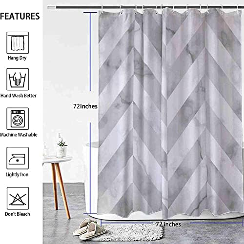 Modern Waterproof Herringbone Shower Curtain Set