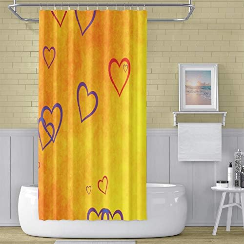 72x78inch Love Heart Red Purple Shower Curtain for Valentines Day
