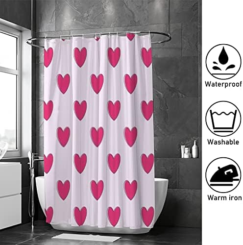 Hapuxt Romantic Heart Shower Curtain Set 60x72 Inch