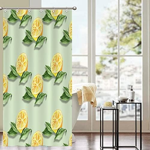 Abstract Lemon Fruit Shower Curtain Liner Set with Hooks