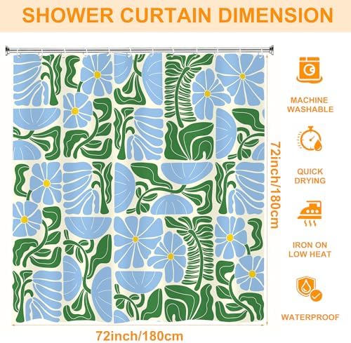 Stylish Boho Floral Shower Curtain Washable Durable