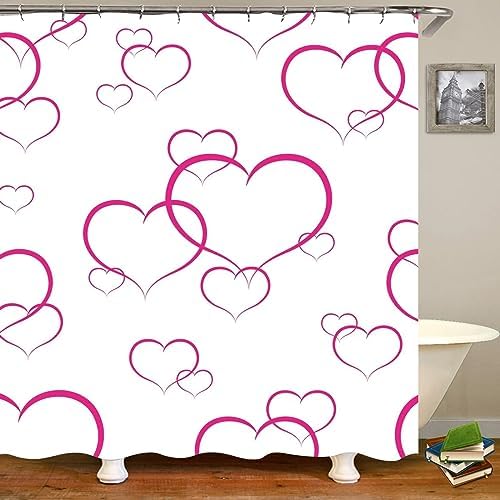Stylish Rose Red Shower Curtain Grommet Set for Bathroom Use