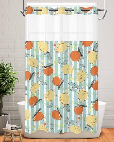 No Hook Shower Curtain with Snap in Liner Set