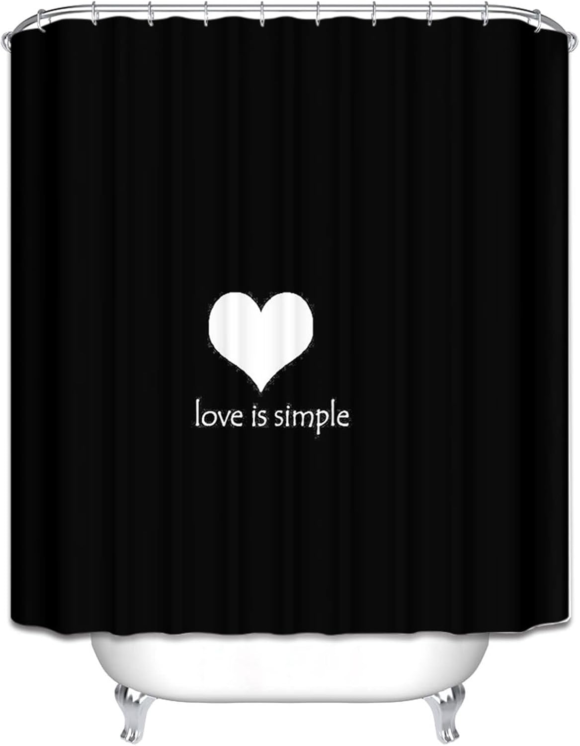 Stylish Heart Pattern 65 x 70 Shower Curtain with Grommet Hooks