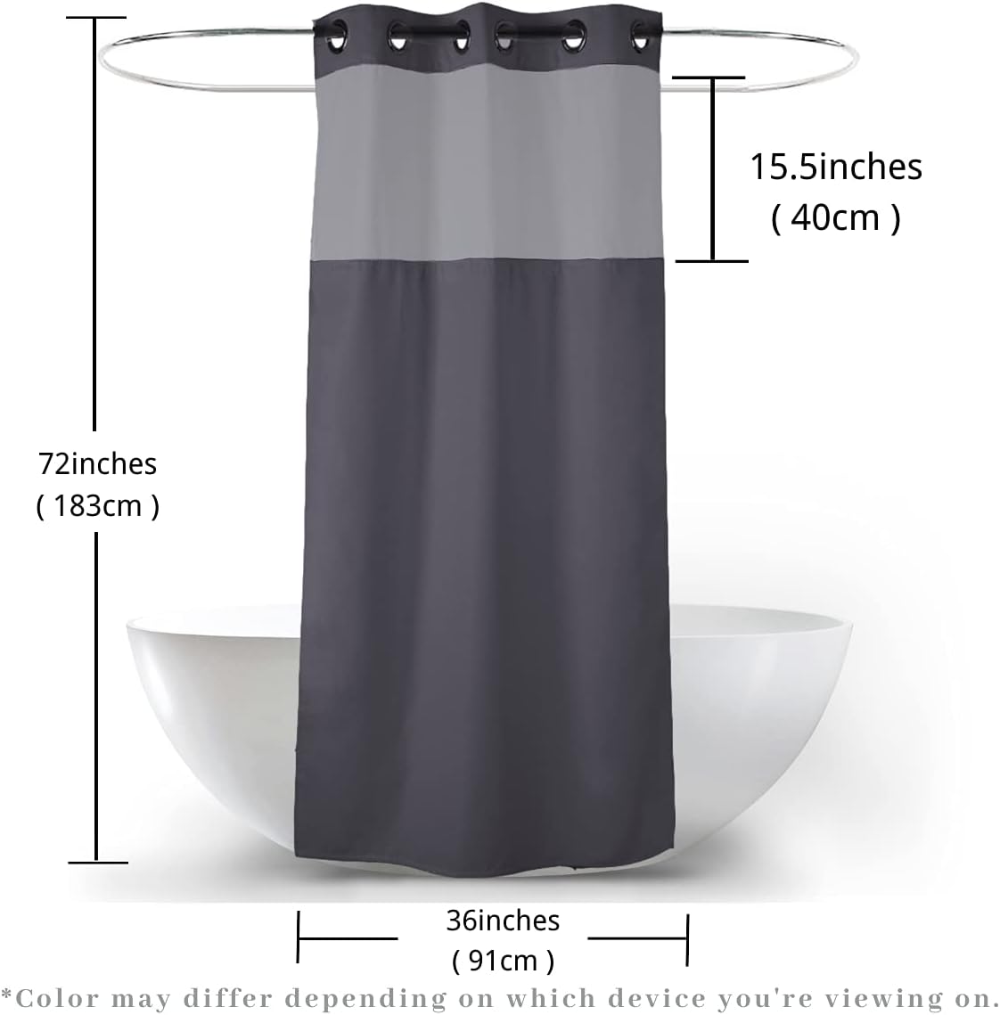 Ecoehoe Folding 36 x 72 Shower Curtain Set with Magnet Liner