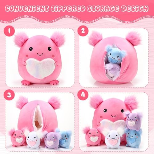 Hiboom Axolotl Plush Pillow Set 5 Pcs 12 Inch
