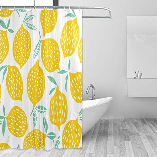 AUUXVA 72x72-inch Fruit Lemon Patterned Bath Curtain