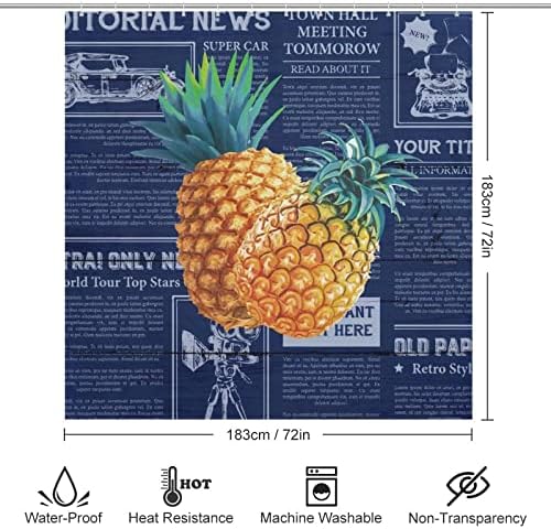 Fruit Pineapple Shower Curtain Liner Set